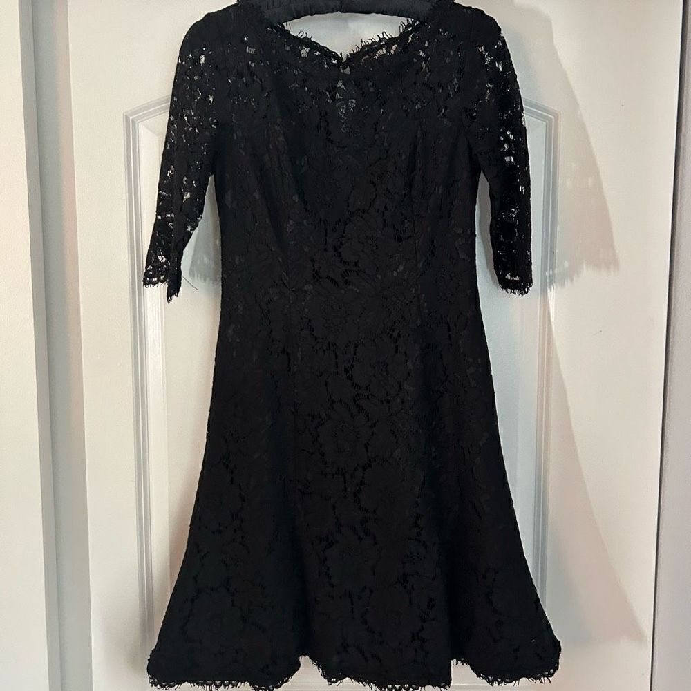 Eliza J Black Lace Short Sleeve Midi Dress